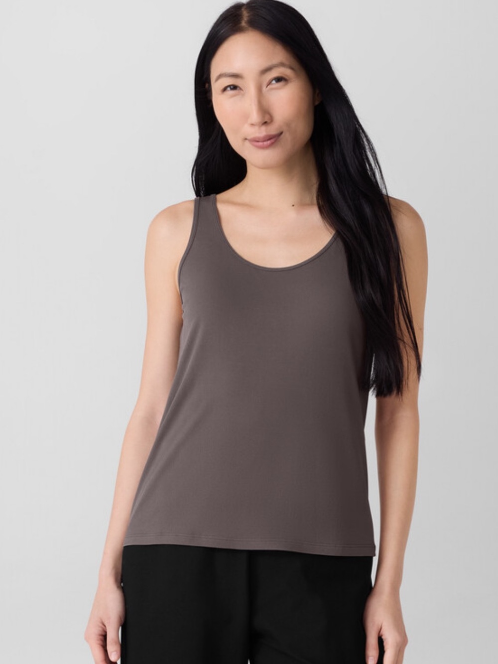 Eileen Fisher Stretch Silk Jersey Scoop Neck Tank